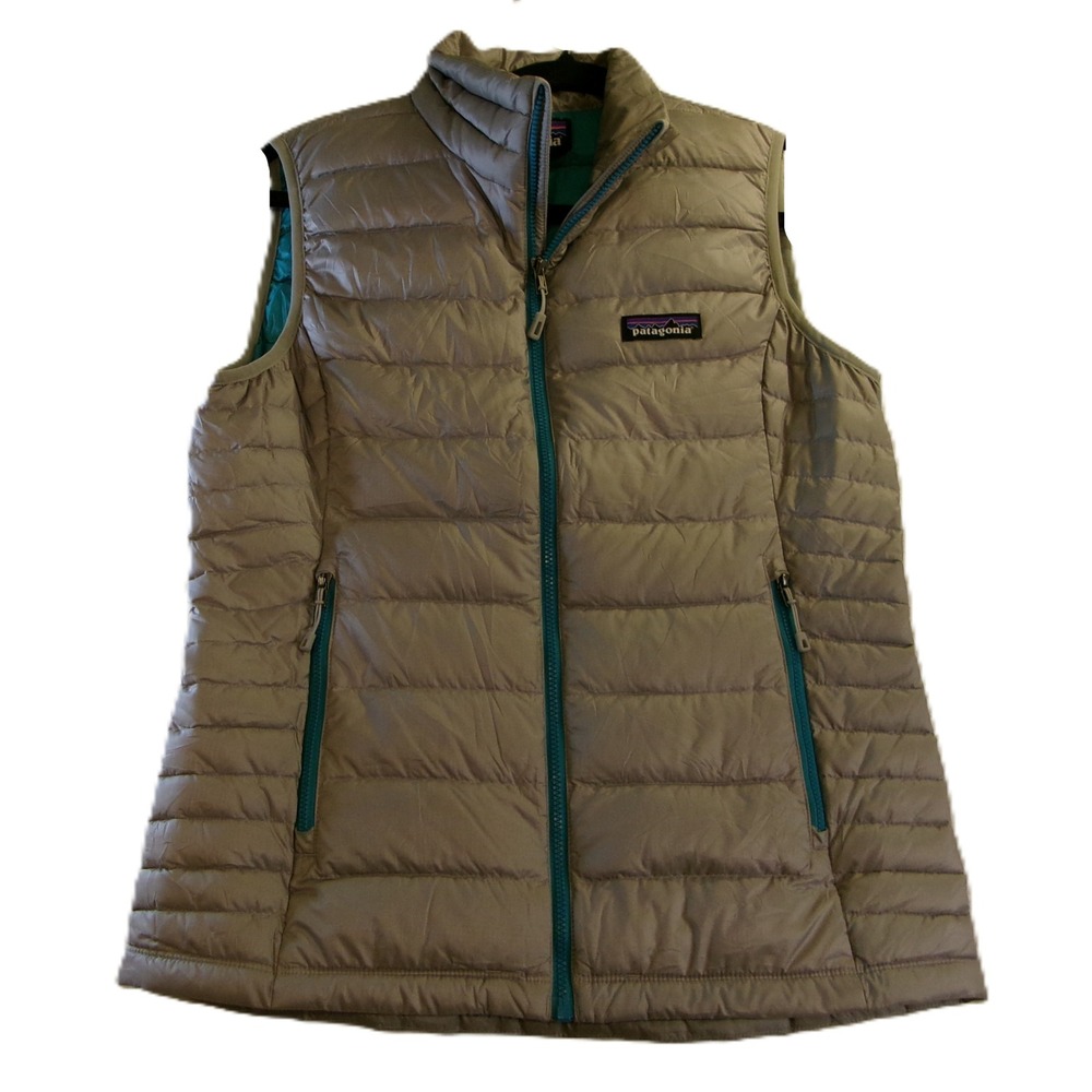 Patagonia‎ Womens Small Down Sweater Vest Grey Teal 84628 FA16 Puffer Layering